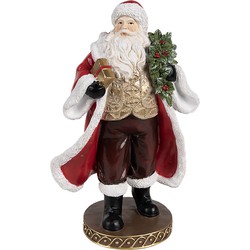 Clayre & Eef Kerstdecoratie Beeld Kerstman 23 cm Rood Kunststof