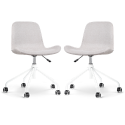 Nout-Fé bureaustoel beige - wit onderstel - set van 2