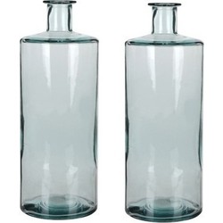 2x Mica flesvormige bloemenvazen/decoratie vazen/boeketvazen 15 x 40 cm transparant glas - Vazen