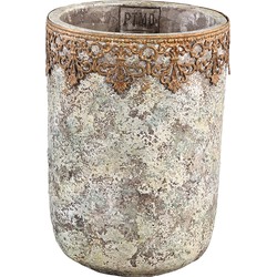 PTMD Callie White cement antieke pot rond hoog XS