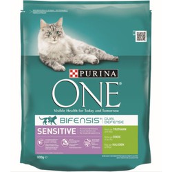 Kattenvoer one sensitive rijk aan kalkoen & rijst brokjes 800 gr