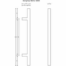 Deurgreep Marita - messing - 160 mm - Modern - Deurgrepenwinkel.nl