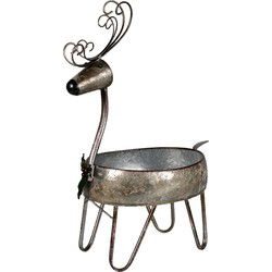 Clayre & Eef Bloempot Rendier 29x21x48 cm Grijs Bruin Ijzer Bloempot binnen