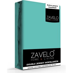 Zavelo Double Jersey Hoeslaken Turquoise-1-persoons (90x220 cm)