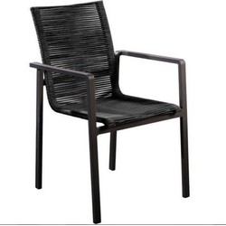 Ishi stackable dining chair alu black/rope black - Yoi