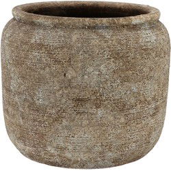 DK Design Bloempot kruik model Batu - zandkleur - D24 x H21 cm - rustiek - Plantenpotten
