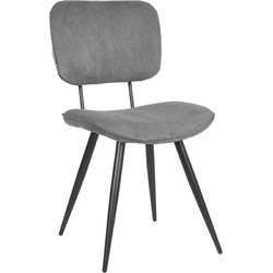 LABEL51 Eetkamerstoel Vic - Donkergrijs - Ribcord - Black Frame