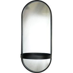 Mirror - Metal - Black - with shelf - 30x15x70cm