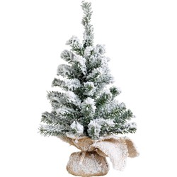 Everlands kunst kerstboom - H45 cm - met sneeuw - kunstboom - Kunstkerstboom