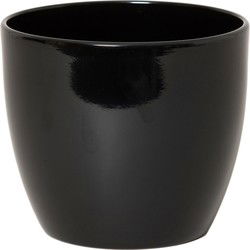 Floran Bloempot/plantenpot Boule - zwart - keramiek - 15 x 13 cm - Plantenpotten