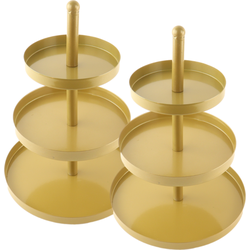 OTIX Etagere - 3 Laags - Set van 2 - Serveertoren - Serveerschaal - Goud - Metaal - IRONA