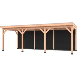 Douglas overkapping 750 x 300, met zwarte achterwand, Westwood Comfort