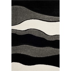 Safavieh Shaggy Indoor Woven Area Rug, Florida Shag Collection, SG475, in Grey & Black, 183 X 274 cm