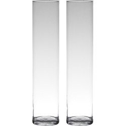 Set van 2x stuks transparante home-basics cylinder vorm vaas/vazen van glas 50 x 9 cm - Vazen