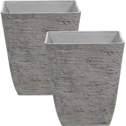 DELOS - Bloempot set van 2 - Grijs - 39 cm - Stenenmix
