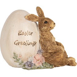 Clayre & Eef Beeld Konijn 12x7x9 cm Bruin Polyresin Easter Greetings