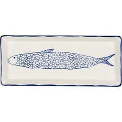 Clayre & Eef Serveerschaal  30x12x2 cm Beige Keramiek Rechthoek Vis Presenteerschaal