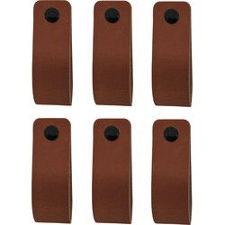 XIVADA Leren Handgreep Juqa - Boren - Leer - Cognac - Set van 6
