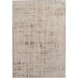 Vercai Rugs Artisan Collectie - Laagpolig Vloerkleed - Zacht Tapijt voor Woonkamer - Polyester - Crème / Grijs - 160x230 cm