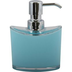 MSV Zeeppompje/dispenser Aveiro - PS kunststof - lichtblauw/zilver - 11 x 14 cm - 260 ml - Zeeppompjes