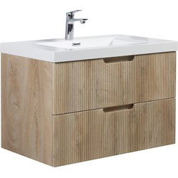 Badplaats Badkamermeubel Set Thermis 80cm - Licht Eiken - Badmeubel met Wastafel