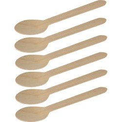 BBQ/verjaardag/camping wegwerp bestek - lepels - 40x - hout - 16 cm - eco friendly/composteerbaar - Eetlepels