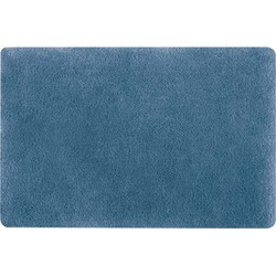 Spirella badkamer vloer kleedje/badmat tapijt - hoogpolig en luxe uitvoering - blauw - 60 x 90 cm - Microfiber - Badmatjes