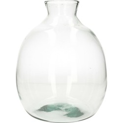 Eco bloemenvaas/vazen van glas D23.5 cm en H26.5 cm - Vazen