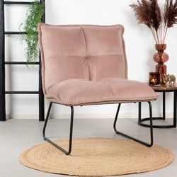 Velvet fauteuil Malaga roze