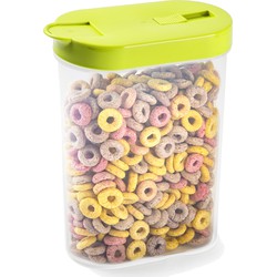 Plasticforte Voedselcontainer strooibus - groen - inhoud 1 liter - kunststof - 15 x 7 x 19 cm - Voorraadpot