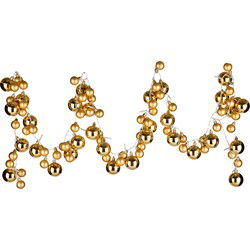 Krist+ Kerstslinger - verlicht - met kerstballen - 93 LED - goud - Guirlandes