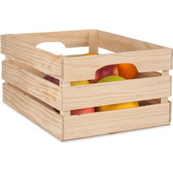 Giftdecor Fruitkisten opslagbox - open structuur - naturel - hout - L41 x B31 x H20 cm - Opbergkisten