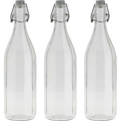 Bormioli rocco waterfles beugeldop - 8x - helder transparant - 1000 ml - Weckpotten