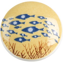 Clayre & Eef Deurknop Ø 4x2 cm Wit Blauw Keramiek
