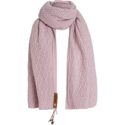 Knit Factory Luna Gebreide Sjaal Dames - Colsjaal - Omslagdoek - Roze - 200x50 cm - Inclusief sierspeld