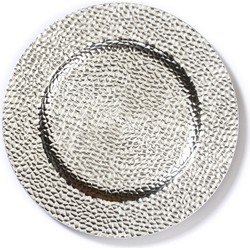 1x stuks kaarsenborden/onderborden zilver glimmend 33 cm - Kaarsenplateaus