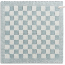 Knit Factory Gebreide Keukendoek - Keukenhanddoek Block - Ecru/Stone Green - 50x50 cm