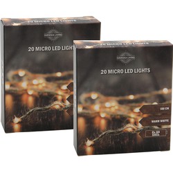 Set van 2x stuks sfeerverlichting touw lichtsnoer op batterijen 100 cm - Kerstverlichting kerstboom