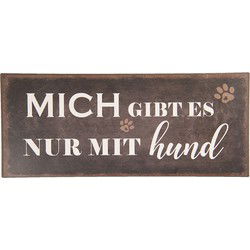 Clayre & Eef Tekstbord  30x13 cm Zwart Metaal Rechthoek Mich Hund Wandbord