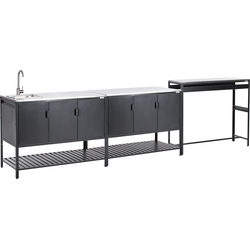 MAENZA  - Buitenkeukenkast met tafel - Zwart - Staal