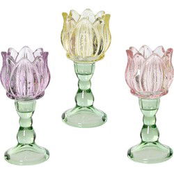 Theelichthouder glas d7h16 cm a3