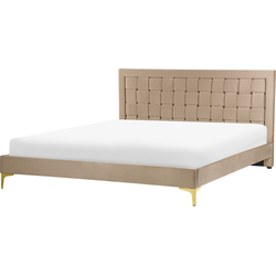 Beliani LIMOUX - Tweepersoonsbed-Beige-Fluweel