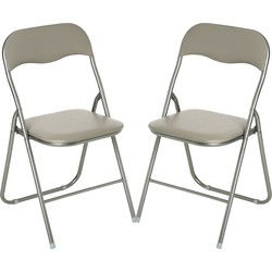 5Five Klapstoel met pvc zitting - 2x - beige - 44 x 48 x 79 cm - metaal - Klapstoelen