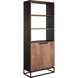 DTP Home Bookcase Cosmo, 2 doors, 3 open racks,200x80x40 cm, recycled teakwood