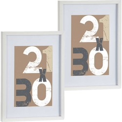 2x stuks houten fotolijst wit geschikt voor een foto van 21 x 30 cm of 30 x 40 cm - Fotolijsten