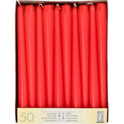 Conpax Candles Dinerkaarsen - 50x stuks - rood - 25 cm - Dinerkaarsen