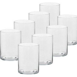 8x Glazen kaarsenhouders voor theelichtjes/waxinelichtjes 5,5 x 6,5 cm - Waxinelichtjeshouders