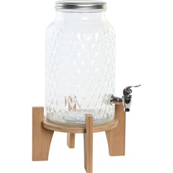 Items Drank dispenser Beverages Tap - 5.8 Liter - glas/hout - op verhoger element - tapkraan/deksel - Drankdispensers