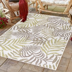 Sunny Outdoor - Binnen en Buiten Vloerkleed - Palm Design - Beige - Tapijt voor Tuin Terras Balkon- 120x170 CM