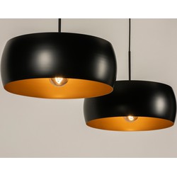 Lumidora Hanglamp 74646 - 2 Lichts - E27 - Zwart - Goud - Metaal